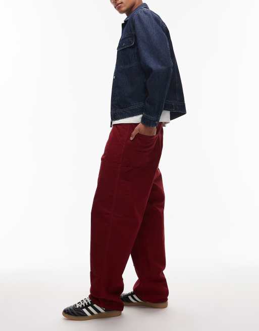 Carhartt WIP – OG – Röda, baggy byxor med dubbla knäpaneler, 3 av 5
