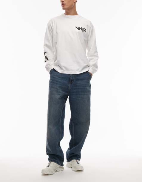 Carhartt WIP OG single knee loose fit denim jeans in dark vintage wash blue