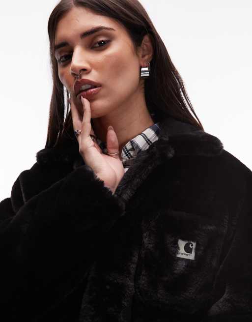 Carhartt WIP - Olney Michigan - Sort jakke i imiteret pels, 2 af 4