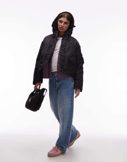 Carhartt WIP – Oltera – Svart jacka med fuskpälshuva, 2 av 4