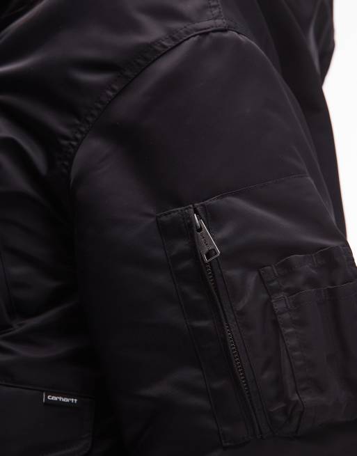 Carhartt WIP – Oltera – Svart jacka med fuskpälshuva, 3 av 4