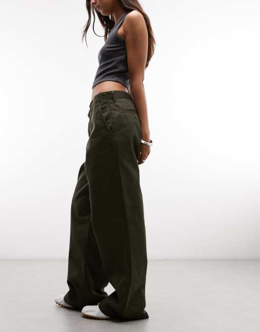 Carhartt WIP Omak relaxed fit wide leg pants in khaki, 2 of 5