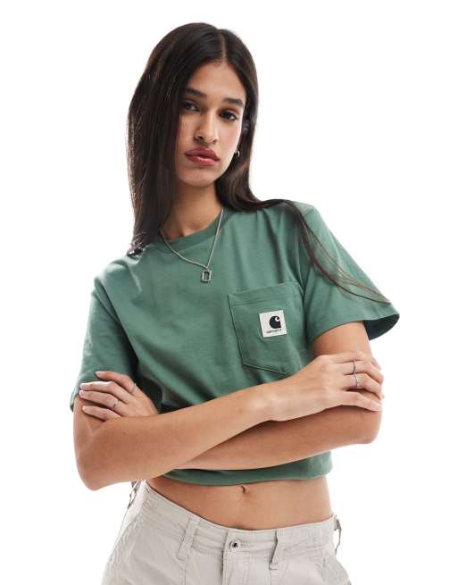 Carhartt WIP – Orbit – T-Shirt in Grün mit Tasche