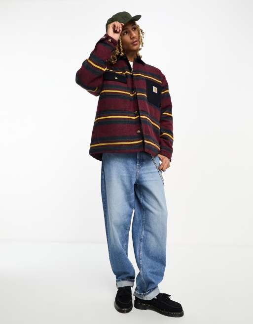  Carhartt WIP oregon striped jacket in burgundy