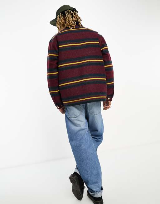 Carhartt WIP oregon striped jacket in burgundy | ASOS