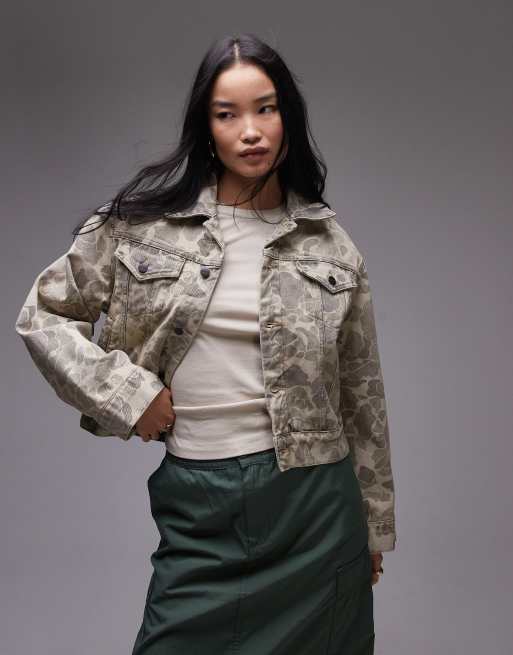 Carhartt WIP - Orell - Denim jack met camouflageprint in beige, 5 van 6