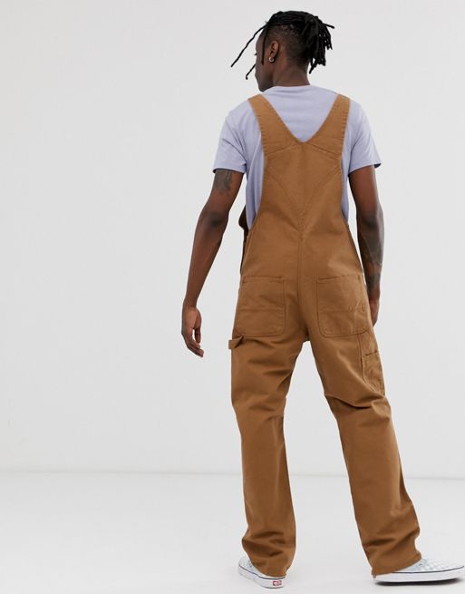 Carhartt WIP Organic Bib overall in brown, ASOS