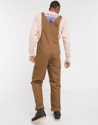 Carhartt WIP Organic Bib overall in brown, ASOS