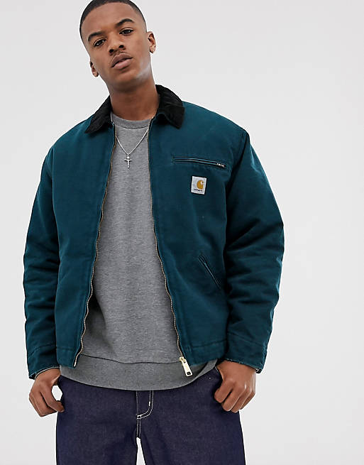 Carhartt 90's Logo Detroit Jacket In Blue And Black ...