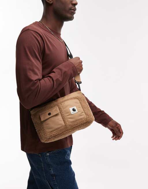 Carhartt WIP - Orla - Borsa in pile borg beige con tracolla