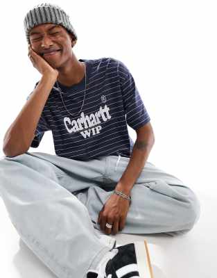 Carhartt WIP - Orlean - Gestreept T-shirt in blauw