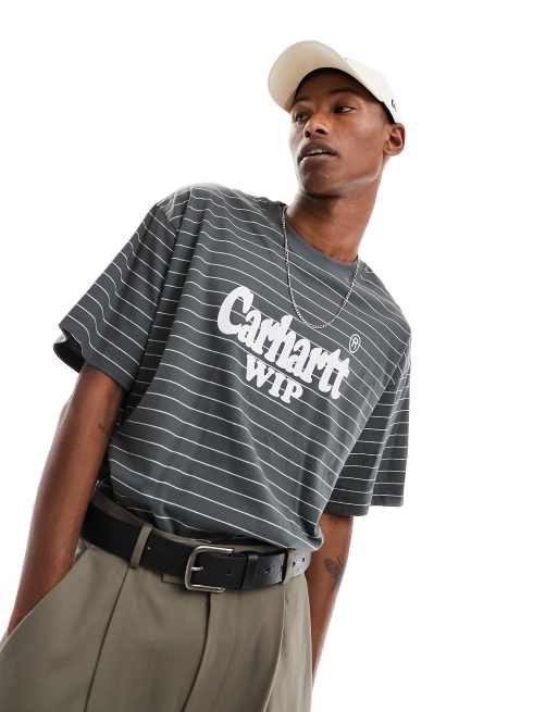 Carhartt WIP – Orlean – Gestreiftes T-Shirt in Grün