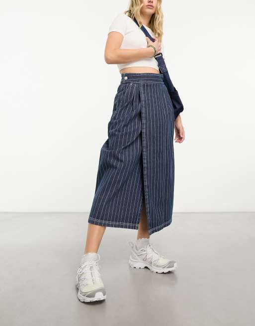 Carhartt WIP – Orlean – Nadelstreifen-Jeansrock in Blau