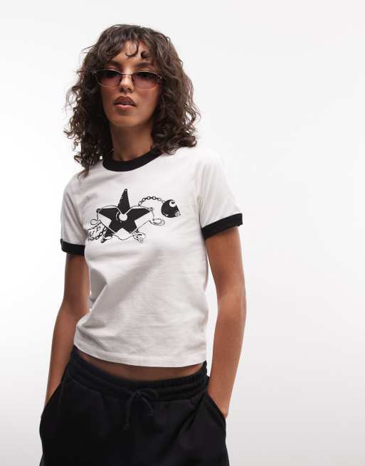 Carhartt WIP Outlaw Star Ringer-T-Shirt in Weiß, 3 von 4