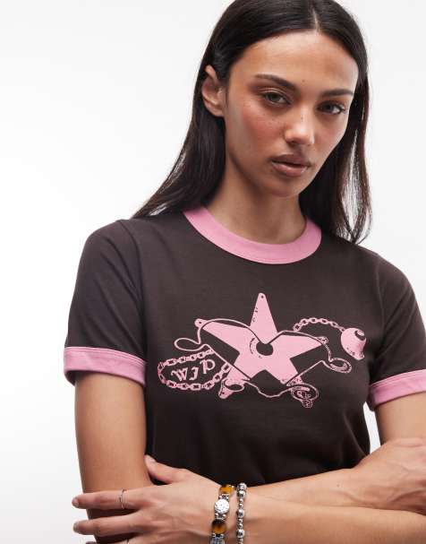 Carhartt WIP - Outlaw Star - T-shirt à bords contrastants - Marron - view 1
