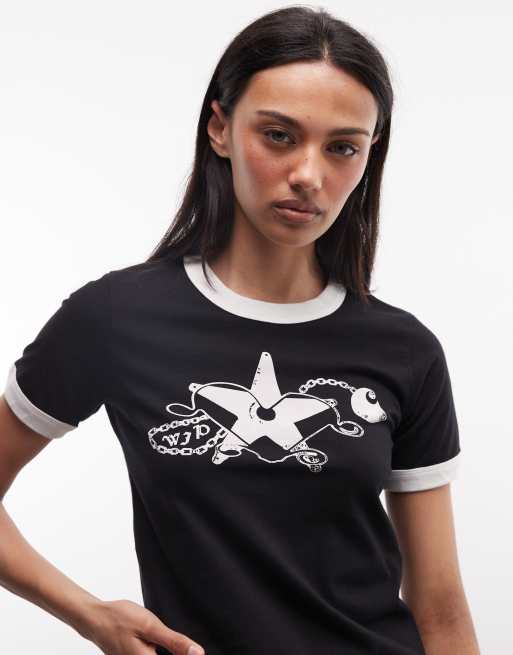 Carhartt WIP - Outlaw Star - T-shirt nera con profili a contrasto, 4 di 4
