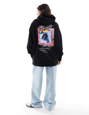 Carhartt WIP - Oversize-Kapuzenpullover in Schwarz mit Lippen-Print