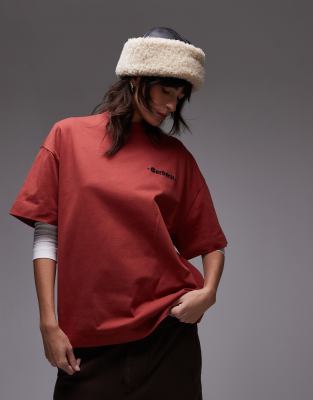 Carhartt WIP - Oversize-T-Shirt in Rostrot mit Logo auf der Brust-Braun