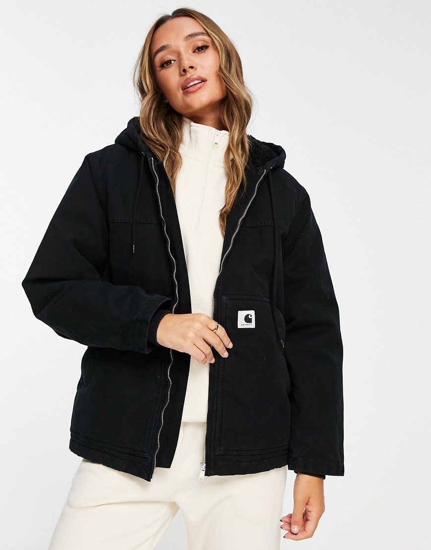 Carhartt WIP oversized boyfriend padded jacket with fluffy hood-Black