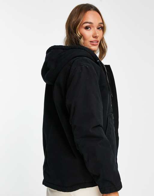 Carhartt WIP oversized boyfriend padded jacket with fluffy hood ASOS