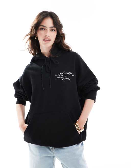 Carhartt WIP - Oversized hoodie met lippenprint in zwart, 2 van 4