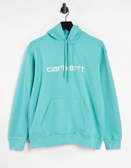 Carhartt WIP oversized logo hoodie in teal | ASOS