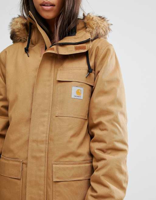 Carhartt jacket with fur hot sale hood