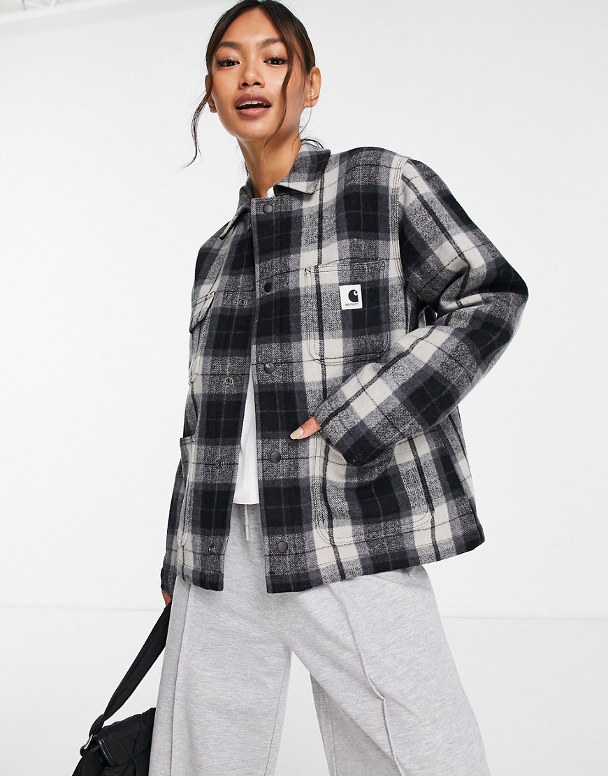 Carhartt WIP - Oversized skjortejakke med tern i uldblanding-Multifarvet