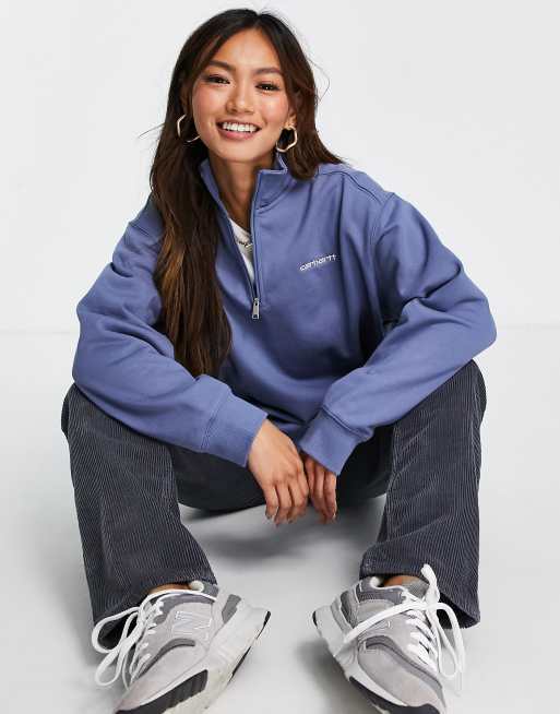 Carhartt WIP – Oversized sweatshirt med halvlång dragkedja