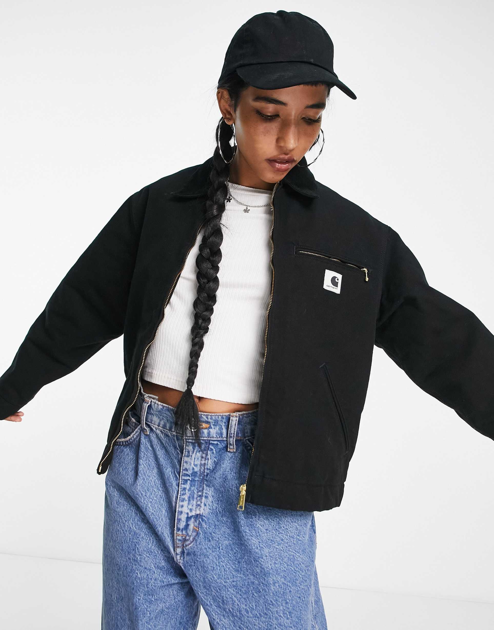 Carhartt WIP oversized workwear jacket with contrast cord collar view 2