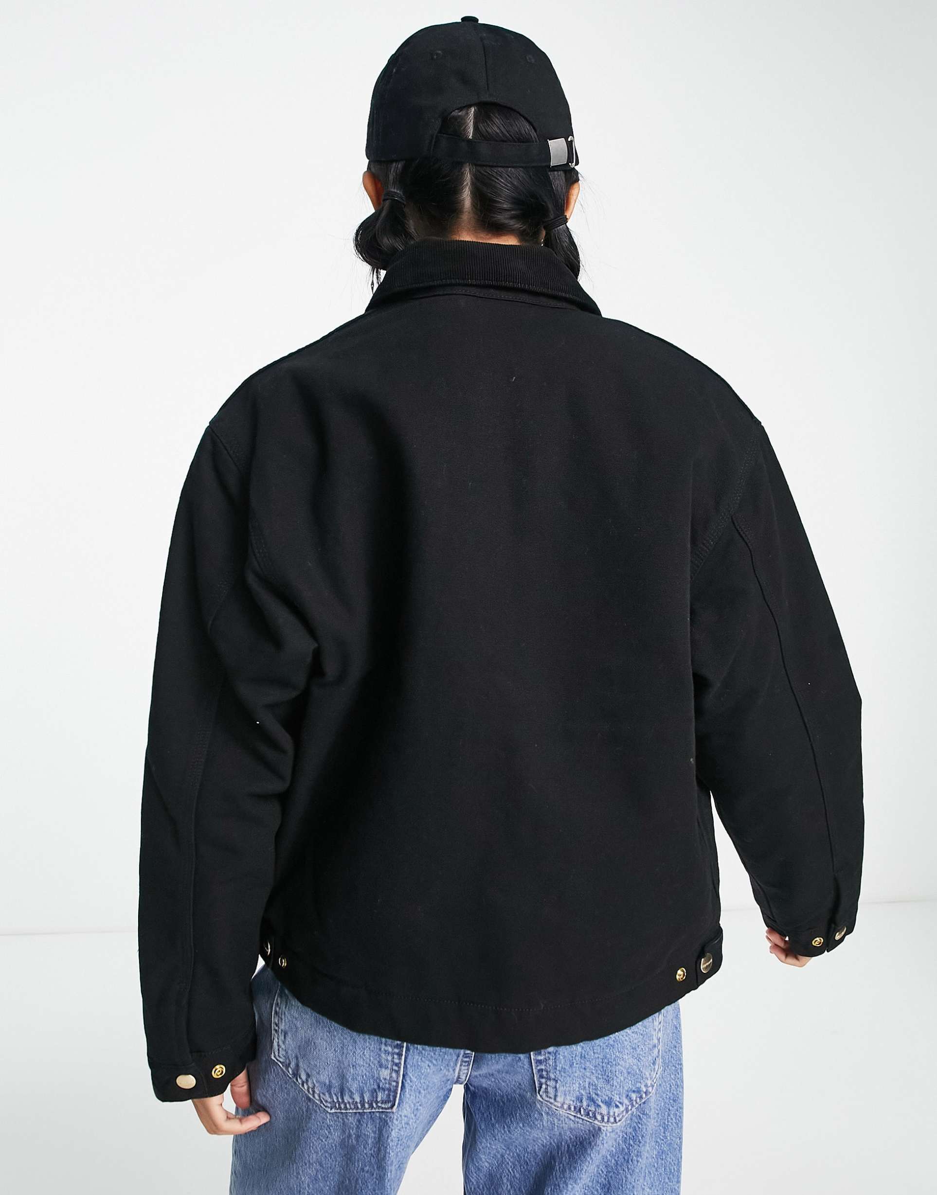 Carhartt WIP oversized workwear jacket with contrast cord collar view 3