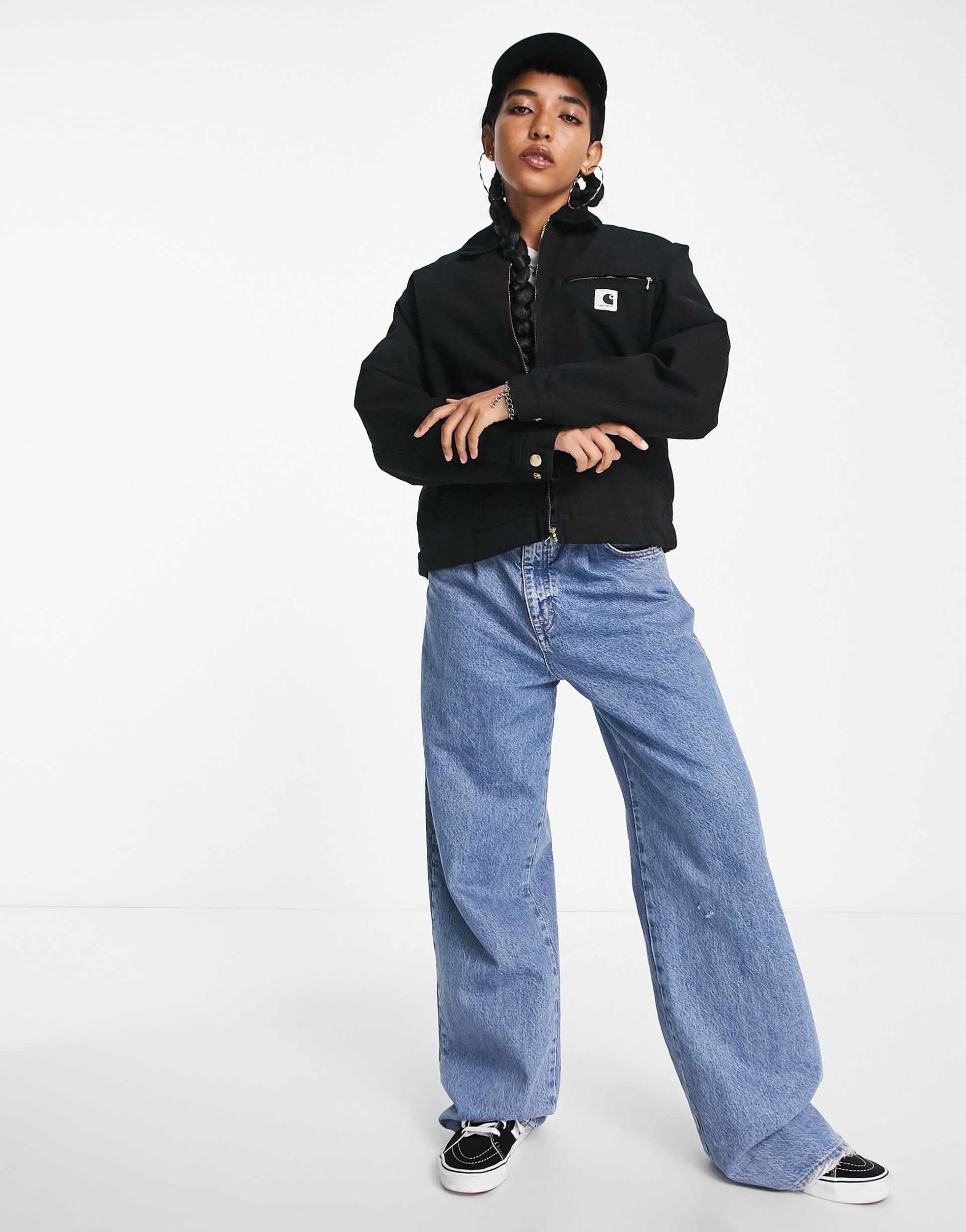 Carhartt WIP oversized workwear jacket with contrast cord collar view 4