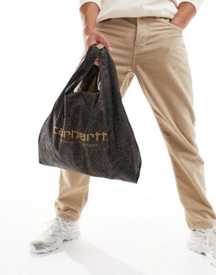 Carhartt WIP paisley packable shopper bag in burgundy