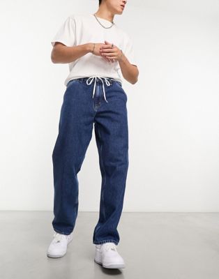 Carhartt WIP single knee denim relaxed straight trousers in blue - ASOS Price Checker