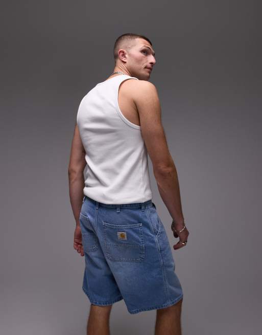 Carhartt WIP - Pantaloncini di jeans semplici lavaggio blu medio, 3 di 5