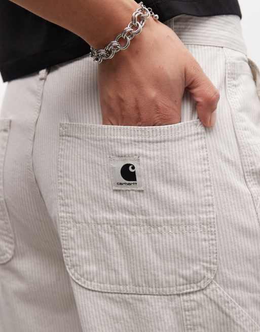 Carhartt WIP - pantalones cortos Mercer de corte relajado con una sola rodilla y raya gris, 5 de 5
