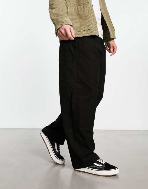Carhartt WIP - Pantaloni con fondo ampio neri con pannello, 4 di 4
