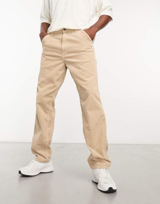 Carhartt WIP - Pantaloni dritti comodi in velluto a coste beige, 4 di 4