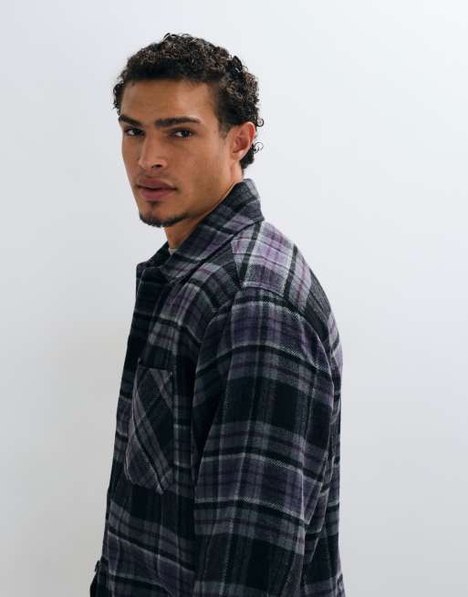 Carhartt WIP Parson overshirt met paarse ruit in shady purple, 5 van 5