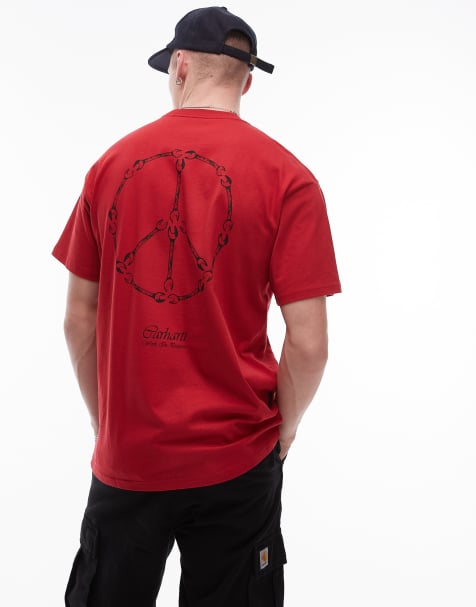 Carhartt WIP peace and work back print t-shirt in red - view 1
