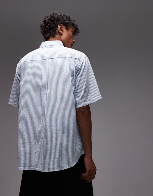 Carhartt WIP - Phelps - Hvid og kortærmet skjorte med striber, 4 af 4