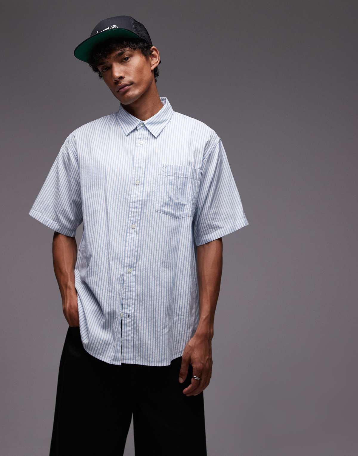 Carhartt WIP phelps short sleeve stripe shirt in white