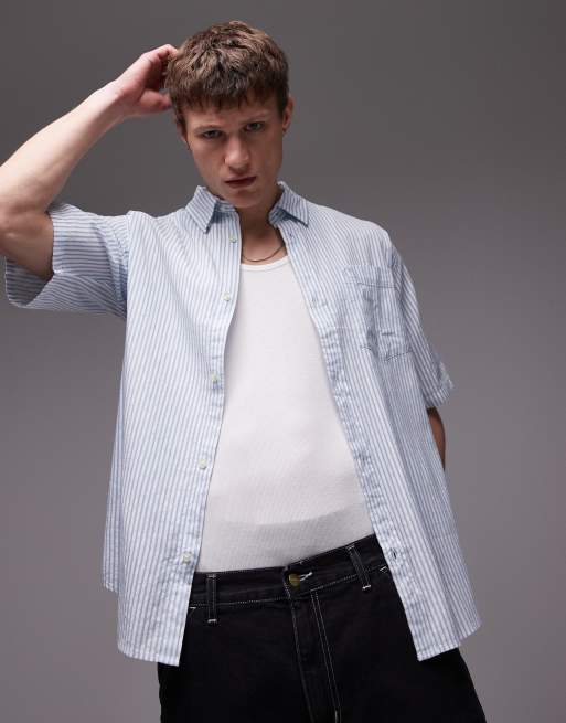 Carhartt WIP Phelps short sleeve stripe shirt in white