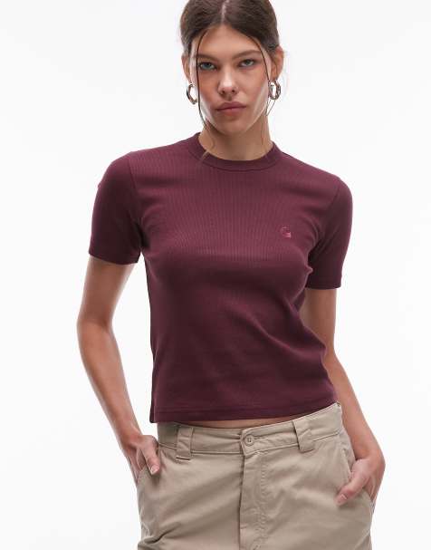 Carhartt WIP - Philipa - Bordeauxrød T-shirt - view 1