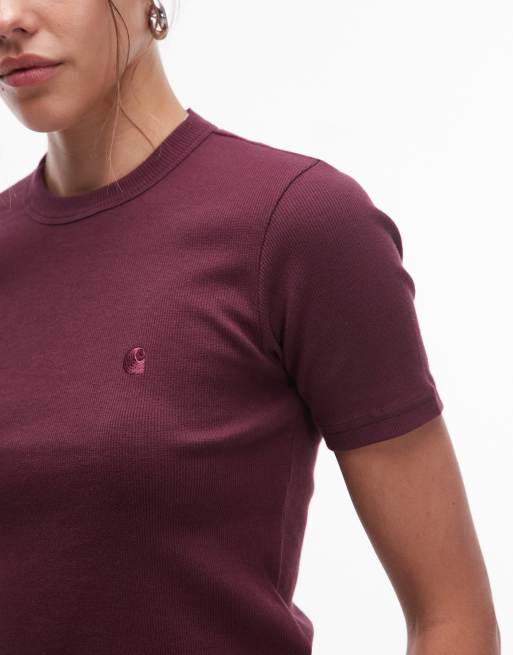 Carhartt WIP – Philipa – Burgundowy T-shirt, 2 z 4
