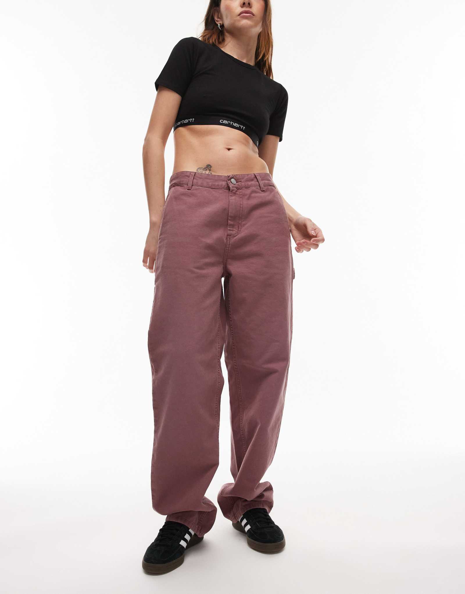 Брюки Carhartt WIP Pierce темно-розового цвета