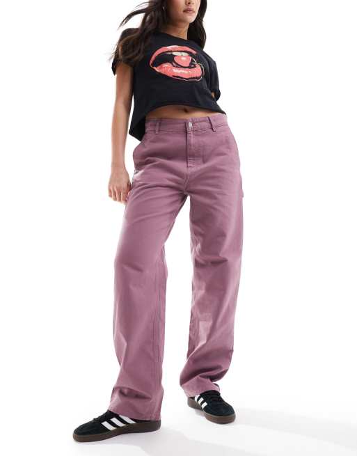 Carhartt WIP Pierce straight carpenter pants in pink | ASOS
