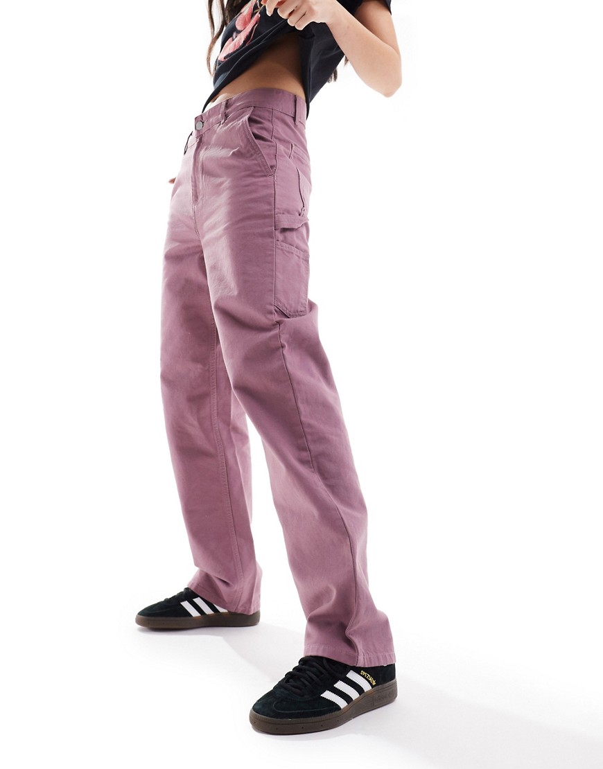 Carhartt WIP pierce straight carpenter trousers in pink