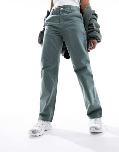 Carhartt WIP pierce straight leg garment dyed trousers in green - view 1