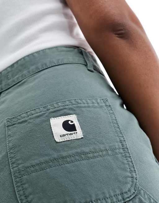 Carhartt WIP pierce straight leg garment dyed trousers in green, 5 of 5